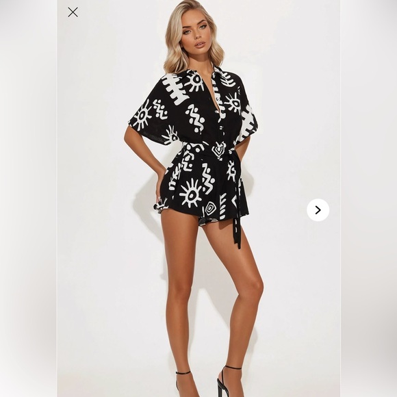 Fashion Nova Pants - Black and white romper